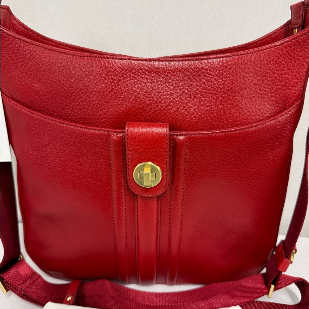 NWTS Brahmin Brilliant Ref Leather Shoulder Bag with Gold Turn-Lock
